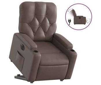 Vidaxl sillón reclinable elevable eléctrico de cuero sintético marrón
