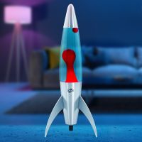 blob lamp 17quot rocket - silver base red wax blue liquid