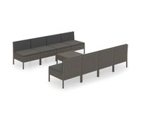 set de muebles de jardin 9 pzas y cojines ratan sintetico gris