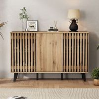 aparador - mueble para salon - tablero de particulas - madera natural y negro 150x40x95cm