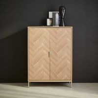 aparador con efecto espiga de 2 puertas 80cm natural