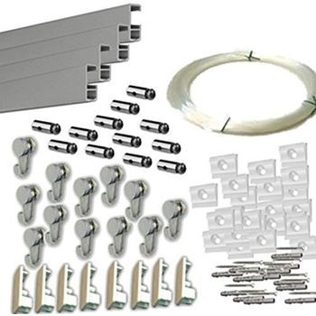 Pack Basic Rm De 12 Metros Guías De Aluminio (plata Mate) Con 12 Colgadores Nylon Para Colgar Cuadros… (plata Mate)