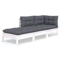 muebles de jardin 3 uds  mesa y sillas con cojines madera maciza de pino