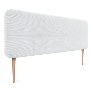 Dhome Cabecero Tapizado En Pana Con Patas Redondeado Para Pared Acústicos Cabeceros Absorbentes Cabezal Cama Dormitorio (blanco, 145cm)