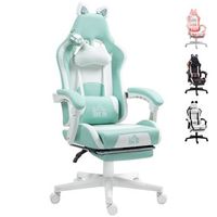 silla gamer verde menta reclinable 135 con reposapies y soporte lumbar