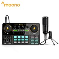 set de microfono con tarjeta de sonido maono am200-s1 interfaz de audio maonocaster con microfono de condensador para transmision en vivo grabacion pc y telefono