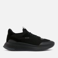 boss mens jonah runn mesh and faux leather trainers - uk 11