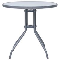 mesa de jardin  mesa de exterior acero y vidrio gris claro 80 cm