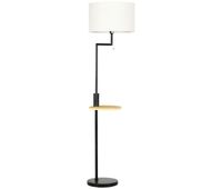 homcom lampara de pie moderna con estante lampara de lectura de pie 40 w con pantalla de lino sintetico desmontable puerto usb interruptor de cadena y marco de acero para salon dormitorio negro