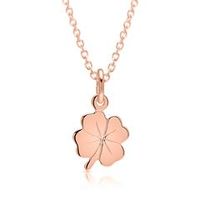 cadena de plata chapado en oro rosa colgante trebol