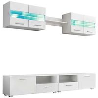mueble de salon de tv con luces led blanco brillante 5 piezas vidaxl