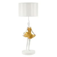 lampara bailarina de resina blanca y dorada o cm 32x905