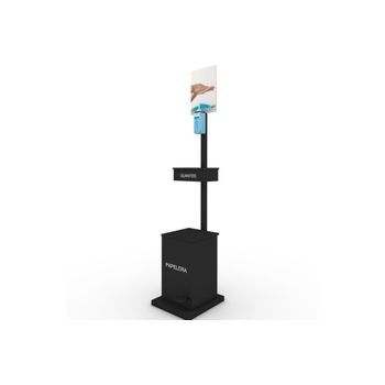 Mueble Metálico Para Dispensador De Gel, Guantes Y Papelera De Pedal Color Negro