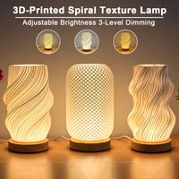 1 pieza lampara de mesa espiral impresa en 3d usb regulable textura trenzada luz nocturna base de madera decoracion para dormitorio o cafeteria regalo de cumpleanos