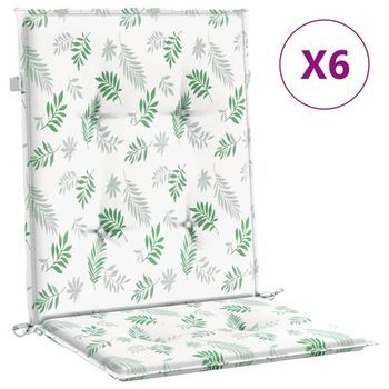 Cojines De Silla De Respaldo Bajo 6 Uds Tela Estampado De Hojas Vidaxl