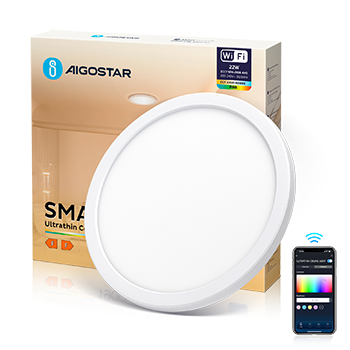 Aigostar Lampara Techo Inteligente，22W 1900 LM 2700K-6500K， Plafon LED Techo RGB WIFI Compatible con Alexa y Google Home， Lamparas de Techo Regulable para Salón/Dormitorio/Cocina/Comedor， Φ30 CM