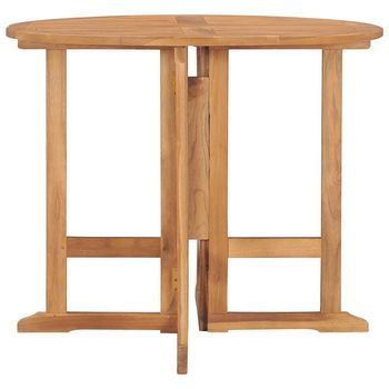 Mesa De Comedor | Mesa De Cena Plegable Para Jardín Madera De Teca Ø90x75 Cm