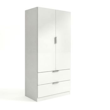 Armario de 2 puertas y 2 cajones 81,5x180 cm melamina blanco