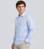 harmont  blaine para hombre cnr001012523i camisa popeline stretch tin l azul algodon clasico manga larga