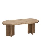 mesa de centro de madera maciza en tono envejecido de 120x40cm