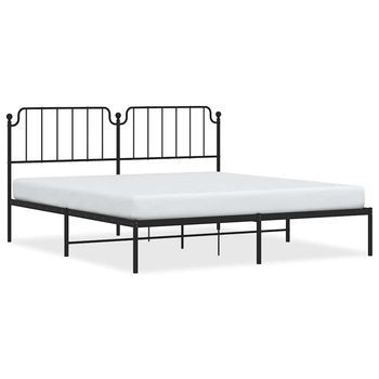 Estructura Cama Sin Colchón Con Cabecero Metal Negro 183x213 Cm Vidaxl