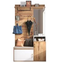 conjunto de recibidor - entrada - mdf y aglomerado - blanco y madera 105x40x1905cm