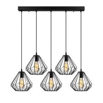 Lámpara De Techo Diamond-704-5s1 Negro Metal Diámetro 93x117 Cm