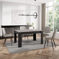 mesa comedor efecto madera cemento y negro 140x90x76cm
