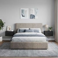 mesita de noche de pared 2 uds - dormitorio - madera de ingenieria - negro 345x33x20cm