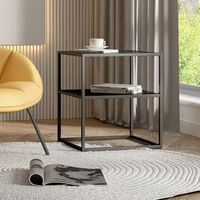 mesa auxiliar raahe con estante acero 51x45x40 cm - negro encasa