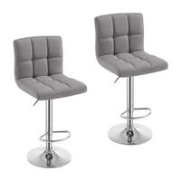 juego de 2 taburetes de bar de lino - asiento acolchado - taburete giratorio - gris claro
