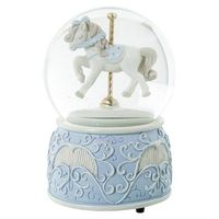 bola nieve con figura caballo azul y blanco
