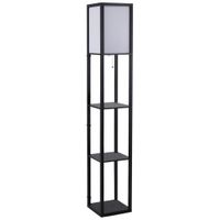 homcom lampara de pie moderna con 3 estantes de almacenaje para bombilla e27 40w para salon dormitorio 26x26x160 cm negro y blanco   aosom espana