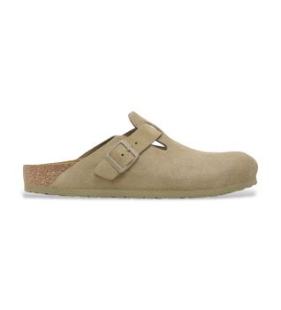 Birkenstock para hombre. 1025788 Zuecos de Piel Boston verde (Ajuste Regular) caqui (43), Plano, Ninguno, Casual