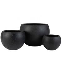 juego de 3 macetas redondas de arcilla negra d55cm-41cm-31cm
