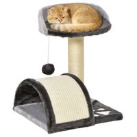 pawhut arbol rascador compacto para gatos pequenos 46 cm poste de sisal plataformas bola colgante 355x37x46 cm gris espacio reducido   aosom espana