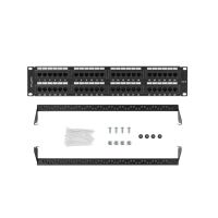 panel de parches lanberg 48 puertos 2u 19 cat6 negro
