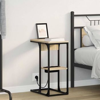 Armario De Noche - Dormitorio - Madera Y Acero - Roble Sonoma (41.5x26x60.5cm)