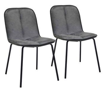 Conjunto de 2 sillas de metal y textil revestido gris