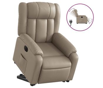 Vidaxl sillón elevable eléctrico cuero artificial capuchino