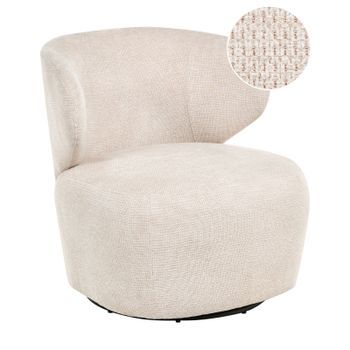 Sillón Auxiliar Tapizado Con Respaldo Curvo Estructura Giratoria Asiento Moderno Beige Alvdal