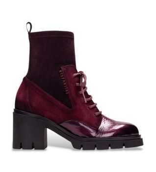 Hispanitas para mujer. HI254281 Botines de Piel Zurich Rock burdeos (36), 5 a 8cm, Cremallera, Casual