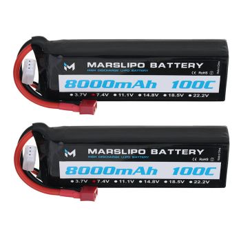 Batería Lipo MARSLIPO 7.4V 8000mAh 100C 2S T Plug para coche RC