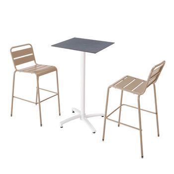 Mesa Alta Inclinable De Conjunto En Gris Y 2 Sillas Altas Topo, Opéra - Oviala