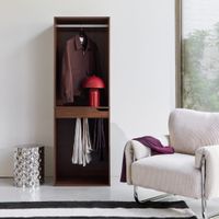 modulo de vestidor con ropero y pantalonero nogal