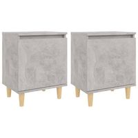 mesitas noche con patas madera gris hormigon 2 unidades 40x30x50 cm