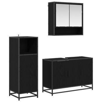 Juego De Muebles De Baño 3 Uds. Roble Negro 90 X 33 X 60 Cm Vidaxl