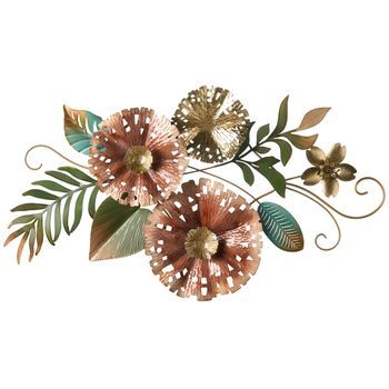 Decoración De Pared Moderna Composición Floral Hecha A Mano Hierro Multicolor Technetium