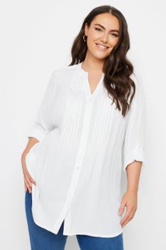 Yours Camisa Blanca De Jaretas Adornadas, Mujer Curvy Y Tallas Grandes, Yours