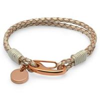 pulsera de cuero blanca con cierre de acero inoxidable